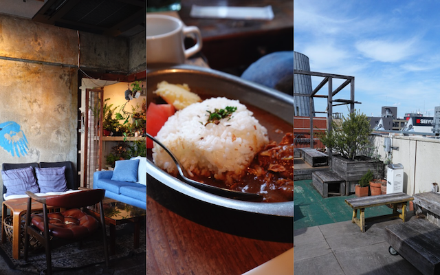 a-bridgeの内観と屋上とカレー